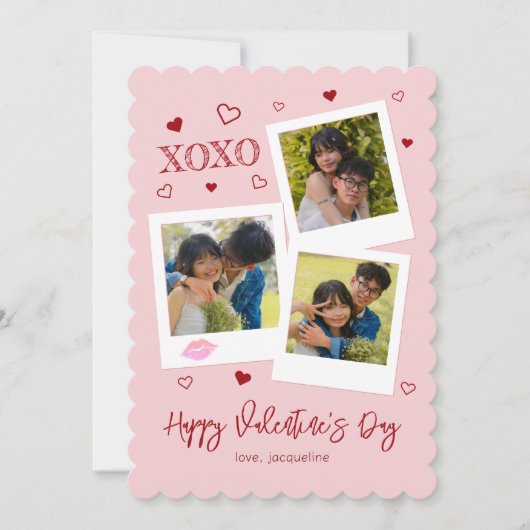XOXO Instant Photo Style Valentine’s シーズンカード (正面)