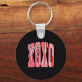 Xoxo Leopard Bow Funny Valentine's Day Coquette Nk キーホルダー (正面)