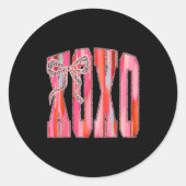 Xoxo Leopard Bow Funny Valentine's Day Coquette Nk ラウンドシール (正面)