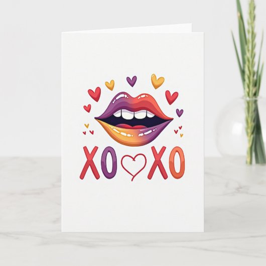 Xoxo Lips Hearts Love Card カード (正面)