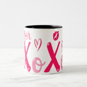 Xoxo Love Anniversary or Valentine with Name ツートーンマグカップ (中央)
