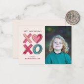 XOXO Love Brush Strokes photo classroom valentines ノートカード (正面/裏面インサイチュ)