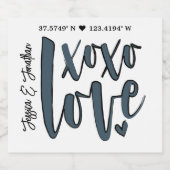 XOXO love Coordinatesタイポグラフィ ビールラベル (シングルラベル)