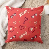 XOXO Love Doodle Valentine’s Throw Pillow クッション (ブランケット)