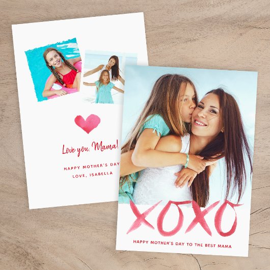 XOXO Mother's Day Photo Card for Mom カード