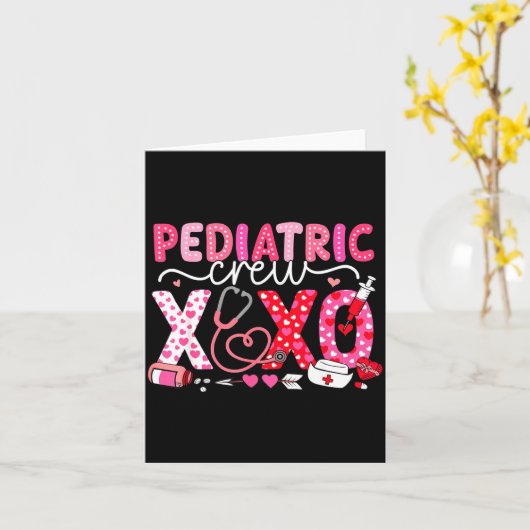 Xoxo Nurse Pediatric Crew Nurse Valentine Leopard  カード (黄色い花)