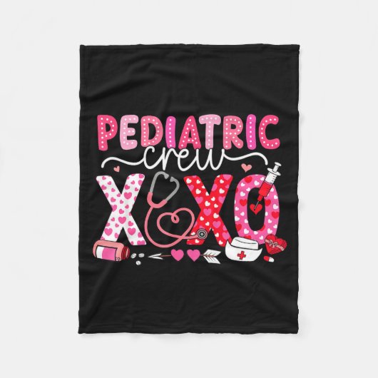 Xoxo Nurse Pediatric Crew Nurse Valentine Leopard フリースブランケット (正面)