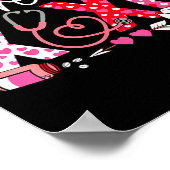 Xoxo Nurse Pediatric Crew Nurse Valentine Leopard  ポスター (角)