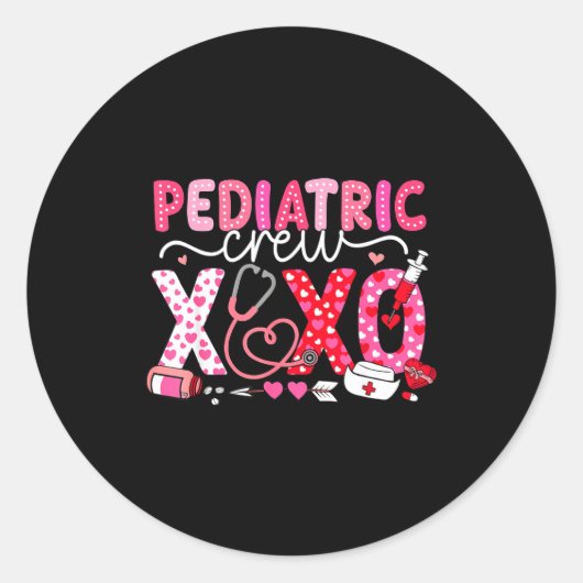 Xoxo Nurse Pediatric Crew Nurse Valentine Leopard  ラウンドシール (正面)