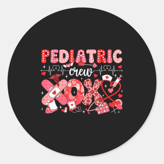 Xoxo Nurse Pediatric Crew Nurse Valentine Leopard  ラウンドシール (正面)