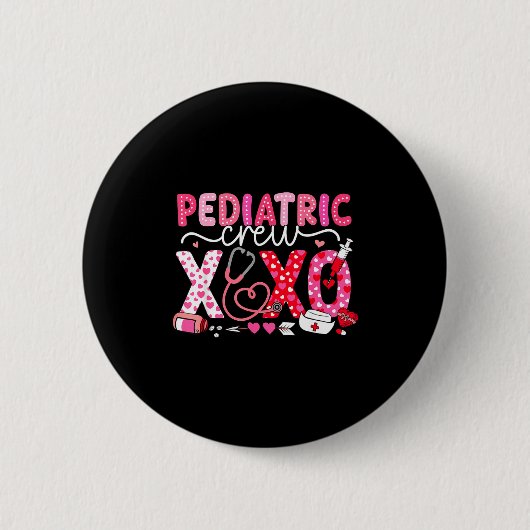 Xoxo Nurse Pediatric Crew Nurse Valentine Leopard  缶バッジ (正面)