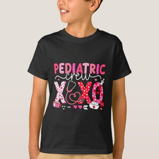 Xoxo Nurse Pediatric Crew Nurse Valentine Leopard  Tシャツ (正面)
