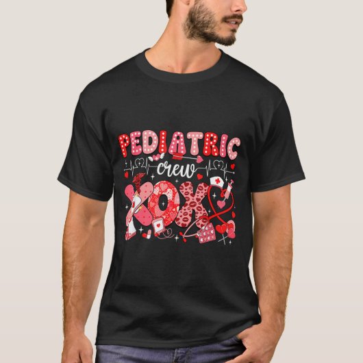 Xoxo Nurse Pediatric Crew Nurse Valentine Leopard  Tシャツ (正面)