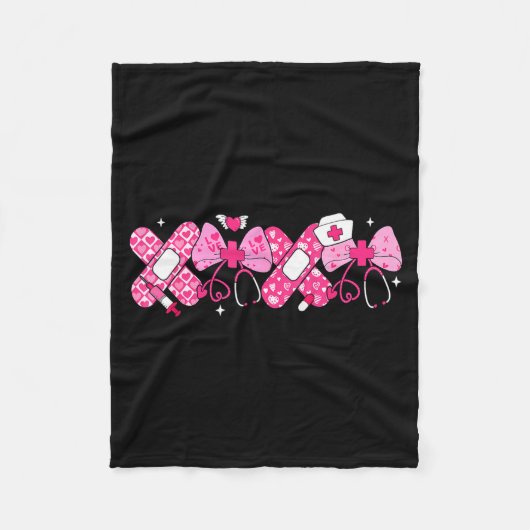 Xoxo Nurse Valentines Day Stethoscope Valentine Nu フリースブランケット (正面)