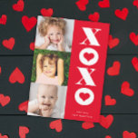 xoxo-photo数々のバレンタインデーのカード シーズンカード<br><div class="desc">Stacey Meachamによる数々のこの縦写真バレンタインデーのカードは、大きなxoxoタイプとo'sの中にハートを備えている赤と白。</div>