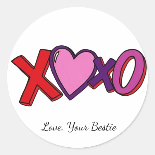XOXO Print sticker,Valentines Day ラウンドシール (正面)