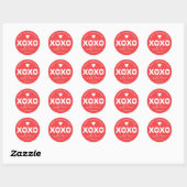 XOXO Red Valentine's Day Personalized Name ラウンドシール (シート)