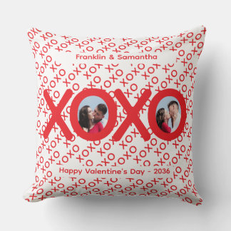 XOXO Red Valentine's Day Photo Throw Pillow クッション