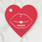 XOXO Retro Lips Red Heart Valentine フェイバータグ (正面)
