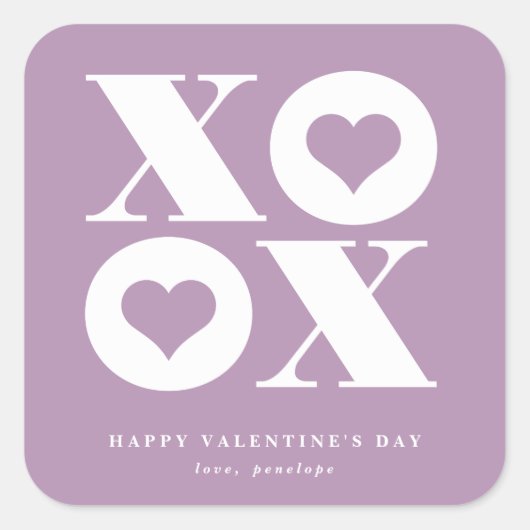 xoxo square valentineの日のステッカー スクエアシール (正面)