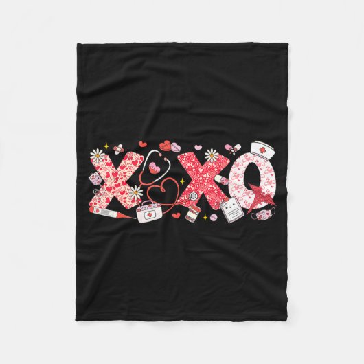 Xoxo Stethoscope Valentine Rn Pct Cna Nurse Nurse  フリースブランケット (正面)