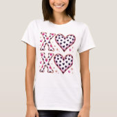 XOXO Valentine Hearts Leopard Pink Preppy Pattern Tシャツ (正面)