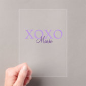 Xoxo valentine's day名前パープルパステルminimaを追加 アクリル招待状 (インサイチュ (ポータブル))