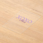 Xoxo valentine's day名前パープルパステルminimaを追加 アクリル招待状 (レイダウン)