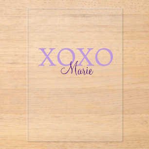 Xoxo valentine's day名前パープルパステルminimaを追加 アクリル招待状