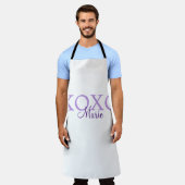 Xoxo valentine's day名前パープルパステルminimaを追加 エプロン (着用した状態)