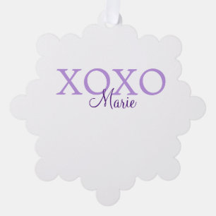 Xoxo valentine's day名前パープルパステルminimaを追加 オーナメントカード