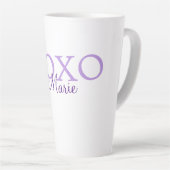 Xoxo valentine's day名前パープルパステルminimaを追加 カフェラテマグ (右アングル)