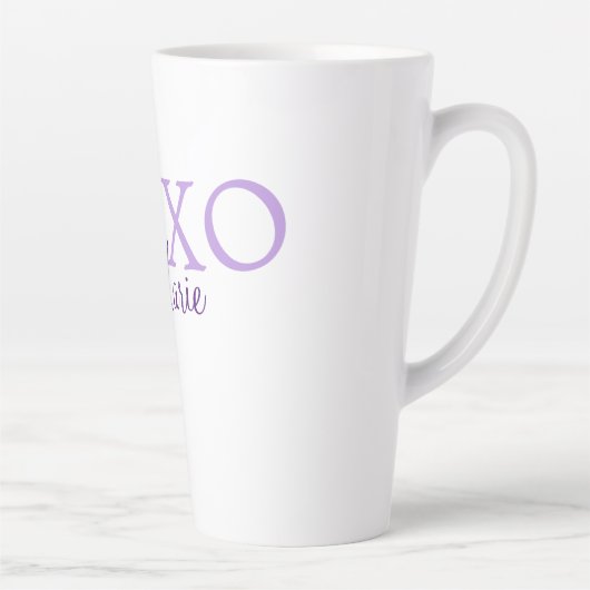 Xoxo valentine's day名前パープルパステルminimaを追加 カフェラテマグ (右)