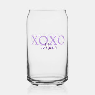 Xoxo valentine's day名前パープルパステルminimaを追加 ガラス缶