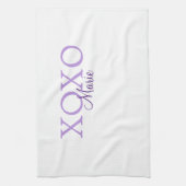 Xoxo valentine's day名前パープルパステルminimaを追加 キッチンタオル (縦)