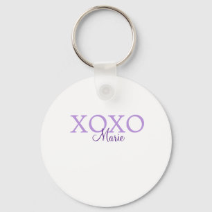 Xoxo valentine's day名前パープルパステルminimaを追加 キーホルダー