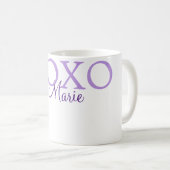 Xoxo valentine's day名前パープルパステルminimaを追加 コーヒーマグカップ (正面右)