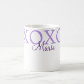 Xoxo valentine's day名前パープルパステルminimaを追加 コーヒーマグカップ (中央)