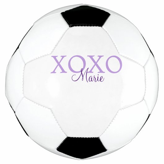 Xoxo valentine's day名前パープルパステルminimaを追加 サッカーボール (正面)