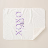 Xoxo valentine's day名前パープルパステルminimaを追加 シェルパブランケット (正面(横))