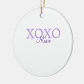 Xoxo valentine's day名前パープルパステルminimaを追加 セラミックオーナメント (左)