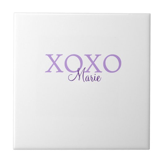 Xoxo valentine's day名前パープルパステルminimaを追加 タイル (正面)