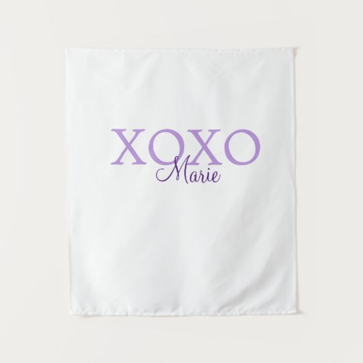 Xoxo valentine's day名前パープルパステルminimaを追加 タペストリー (正面)