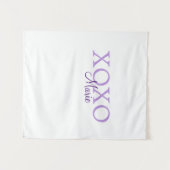Xoxo valentine's day名前パープルパステルminimaを追加 タペストリー (正面(横))