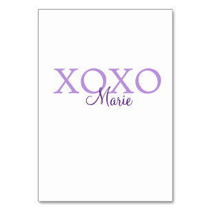 Xoxo valentine's day名前パープルパステルminimaを追加 テーブルナンバー