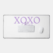 Xoxo valentine's day名前パープルパステルminimaを追加 デスクマット (キーボード&マウス)