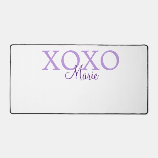 Xoxo valentine's day名前パープルパステルminimaを追加 デスクマット (正面)