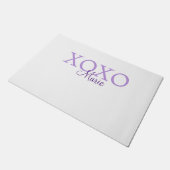 Xoxo valentine's day名前パープルパステルminimaを追加 ドアマット (アングル)