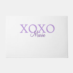 Xoxo valentine's day名前パープルパステルminimaを追加 ドアマット