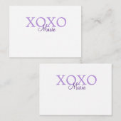 Xoxo valentine's day名前パープルパステルminimaを追加 ノートカード (正面/裏面)